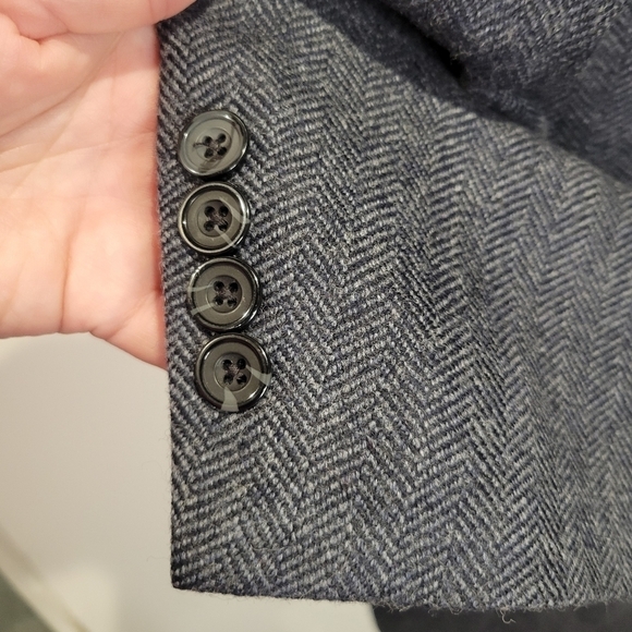 John Ashford size 46 L blue wool/lambs wool sports coat blazer - Picture 5 of 5